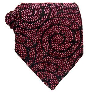 Vintage Wide Tie Pink Black Woven Necktie Pierre Cravat Collection
